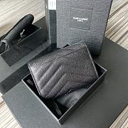 YSL MONOGRAM SMALL WALLET BLACK & SILVER-TONE METAL 414404 SIZE 13.5 CM - 5