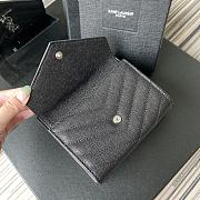 YSL MONOGRAM SMALL WALLET BLACK & SILVER-TONE METAL 414404 SIZE 13.5 CM - 6