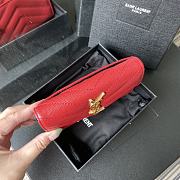 YSL MONOGRAM SMALL WALLET RED & GOLD-TONE METAL 414404 SIZE 13.5 CM - 3