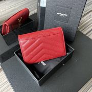YSL MONOGRAM SMALL WALLET RED & GOLD-TONE METAL 414404 SIZE 13.5 CM - 5