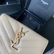 YSL MONOGRAM SMALL WALLET CREAM & GOLD-TONE METAL 414404 SIZE 13.5 CM - 3