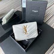 YSL MONOGRAM SMALL WALLET WHITE & GOLD-TONE METAL 414404 SIZE 13.5 CM - 1