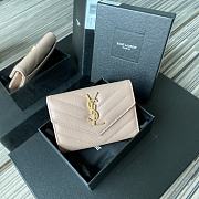 YSL MONOGRAM SMALL WALLET PEACH & GOLD-TONE METAL 414404 SIZE 13.5 CM - 1