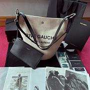 YSL RIVE GAUCHE BUCKET BAG BLACK LEATHER TRIM 669299 SIZE 20 CM - 1