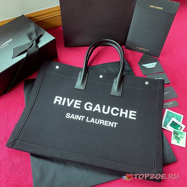 YSL RIVE GAUCHE LARGE TOTE BAG BLACK 509415 SIZE 48 CM - 1