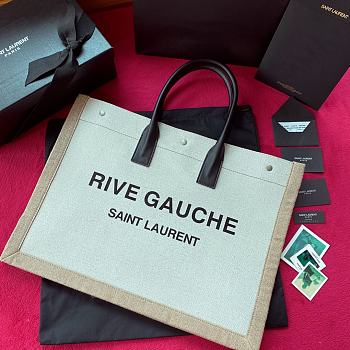 YSL RIVE GAUCHE LARGE TOTE BAG WHITE/GRAY 509415 SIZE 48 CM