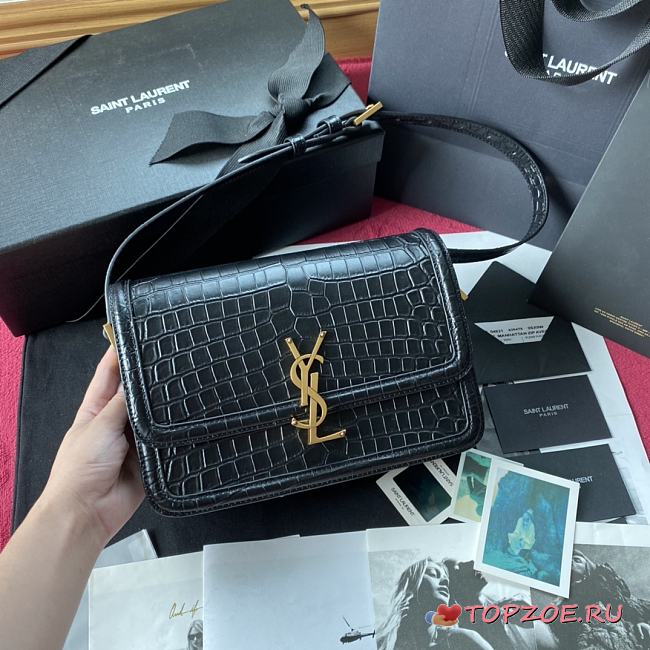 YSL SOLFERINO MEDIUM SATCHEL CROCODILE PATTERN 634305 SIZE 23 CM - 1
