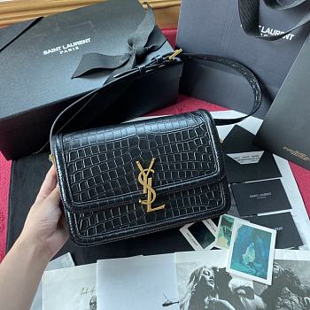 YSL SOLFERINO MEDIUM SATCHEL CROCODILE PATTERN 634305 SIZE 23 CM