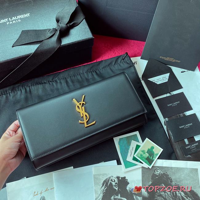 YSL KATE CLUTCH SMOOTH LEATHER BLACK 326079 SIZE 27 x 12.5 x 5 CM - 1