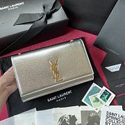 YSL KATE SMALL CLUTCH BAG SMOOTH LEATHER SILVER 326076 SIZE 24 CM - 1