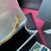 YSL KATE SMALL CLUTCH BAG SMOOTH LEATHER SILVER 326076 SIZE 24 CM - 4