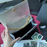 YSL KATE SMALL CLUTCH BAG SMOOTH LEATHER SILVER 326076 SIZE 24 CM - 2