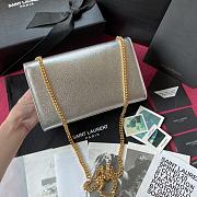 YSL KATE SMALL CLUTCH BAG WITH TASSEL SILVER 326076 SIZE 24 CM - 4