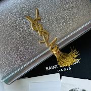 YSL KATE SMALL CLUTCH BAG WITH TASSEL SILVER 326076 SIZE 24 CM - 3
