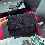 YSL NIKI BABY IN FROSTED LEATHER BLACK 533037 SIZE 22 CM  - 1