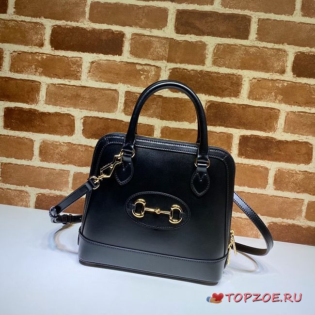 GUCCI HORSEBIT 1955 SMALL TOP HANDLE BAG BLACK 621220 SIZE 25 CM - 1