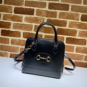 GUCCI HORSEBIT 1955 SMALL TOP HANDLE BAG BLACK 621220 SIZE 25 CM - 1