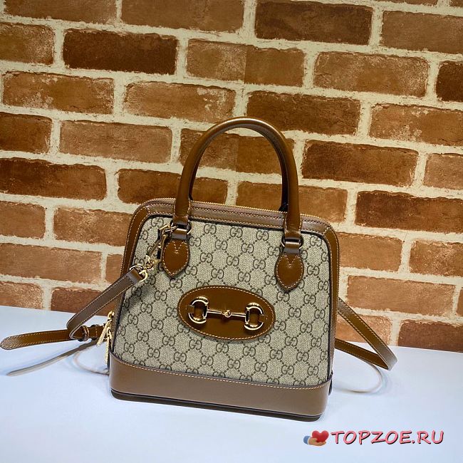 GUCCI HORSEBIT 1955 SMALL TOP HANDLE BROWN GG 621220 SIZE 25 CM - 1