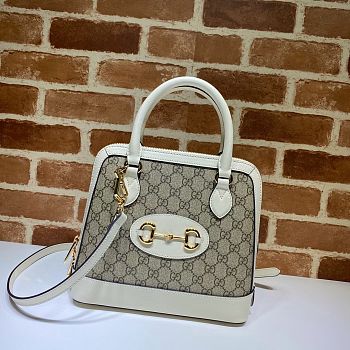 GUCCI HORSEBIT 1955 SMALL TOP HANDLE WHITE GG 621220 SIZE 25 CM