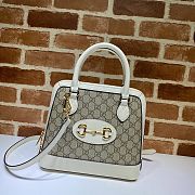 GUCCI HORSEBIT 1955 SMALL TOP HANDLE WHITE GG 621220 SIZE 25 CM - 3