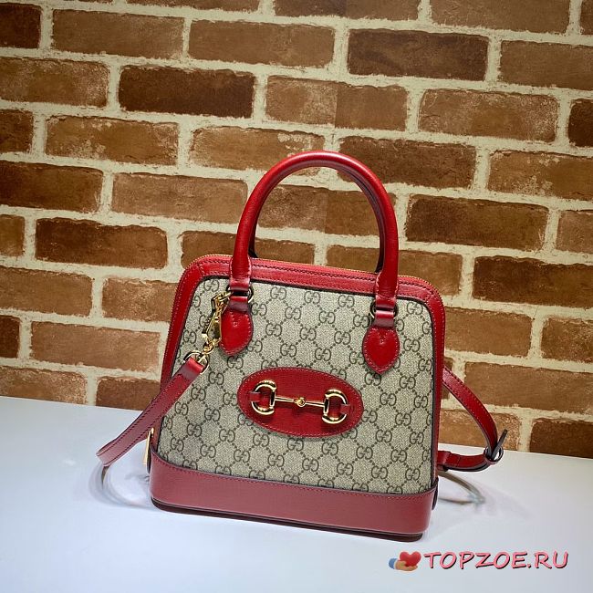 GUCCI HORSEBIT 1955 SMALL TOP HANDLE RED GG 621220 SIZE 25 CM - 1