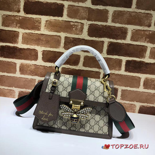 GUCCI QUEEN MARGARET GG SMALL HANDLE BAG BROWN 476541 SIZE 25.5 CM - 1