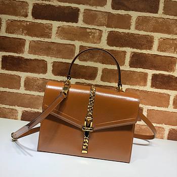 GUCCI SYLVIE 1969 SMALL TOP HANDLE BAG BROWN 602781 SIZE 26 CM