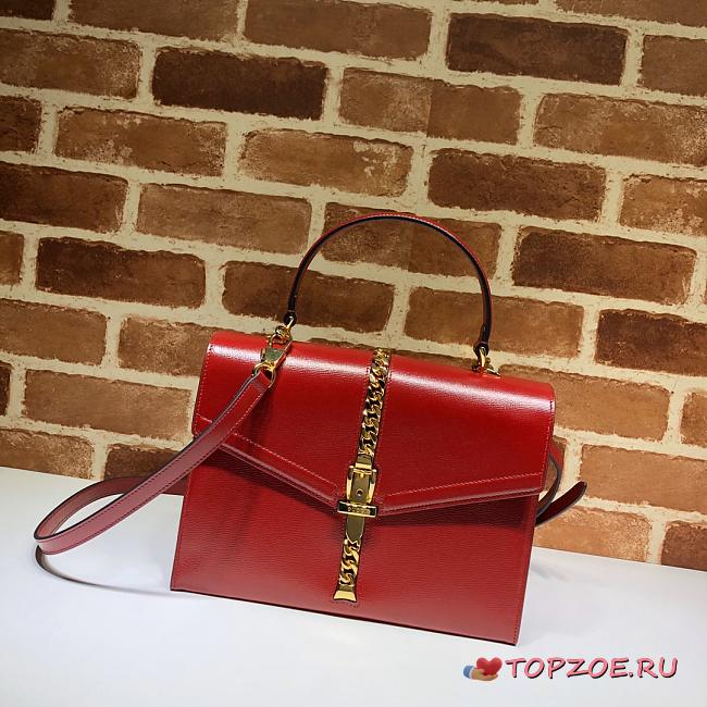 GUCCI SYLVIE 1969 SMALL TOP HANDLE BAG RED 602781 SIZE 26 CM - 1