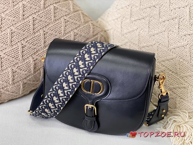 DIOR LARGE BOBBY BAG BLACK WITH OBLIQUE STRAP M9320 SIZE 27 CM - 1