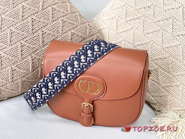 DIOR LARGE BOBBY BAG BROWN WITH OBLIQUE STRAP M9320 SIZE 27 CM - 1