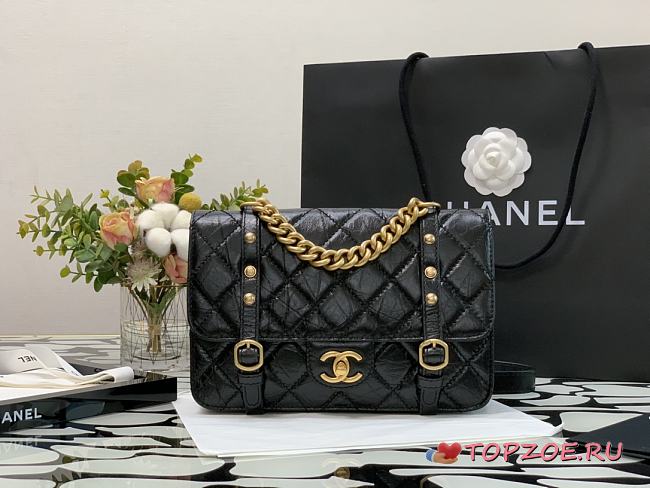 CHANEL MESSENGER FLAP BAG BLACK AS2696 25 CM - 1