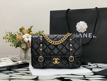 CHANEL MESSENGER FLAP BAG BLACK AS2696 25 CM