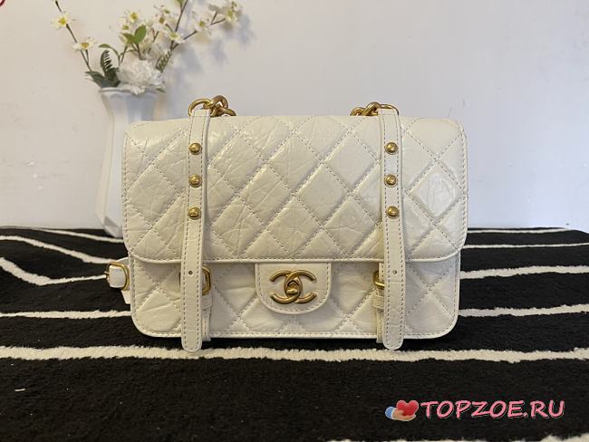 CHANEL MESSENGER FLAP BAG WHITE AS2696 25 CM - 1