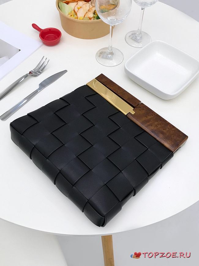 BOTTEGA VENETA SNAP BAG BLACK 618131 SIZE 28 CM - 1