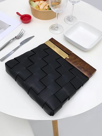 BOTTEGA VENETA SNAP BAG BLACK 618131 SIZE 28 CM