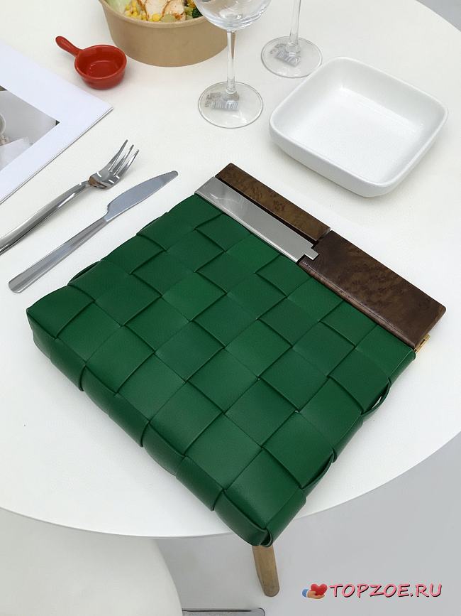 BOTTEGA VENETA SNAP BAG GREEN 618131 SIZE 28 CM - 1