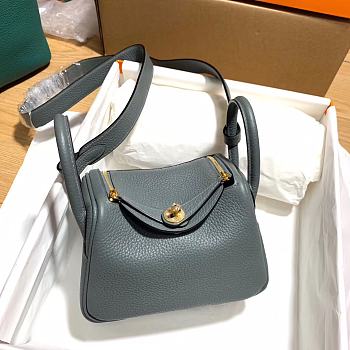 HERMES MINI LINDY CALFSKIN GRAY H082607 19CM