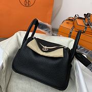 HERMES MINI LINDY CALFSKIN BLACK H082607 19CM - 6