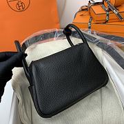 HERMES MINI LINDY CALFSKIN BLACK H082607 19CM - 5