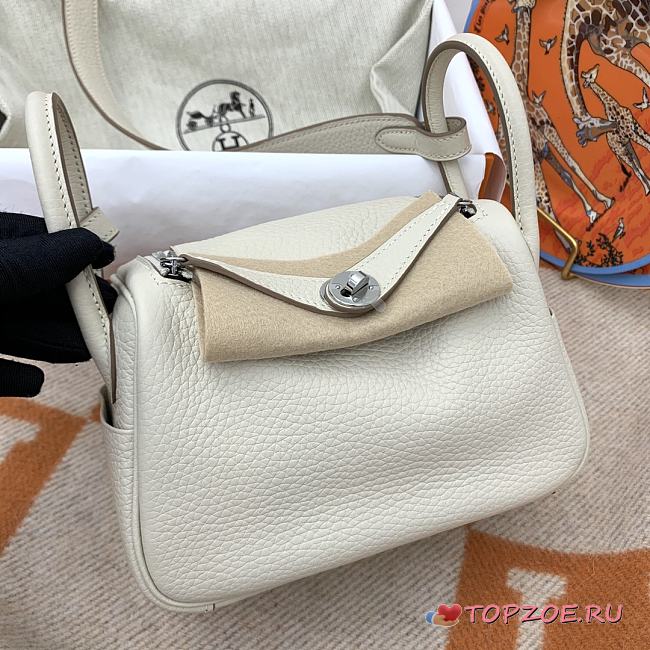 HERMES MINI LINDY CALFSKIN WHITE H082607 19CM - 1