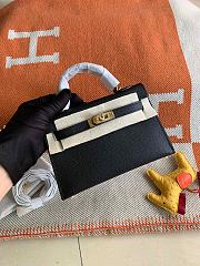 HERMES MINI KELLY EPSOM GOLD HARDWARE BLACK 19 CM - 1