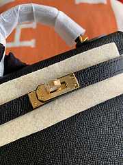 HERMES MINI KELLY EPSOM GOLD HARDWARE BLACK 19 CM - 5