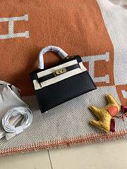 HERMES MINI KELLY EPSOM GOLD HARDWARE BLACK 19 CM - 2