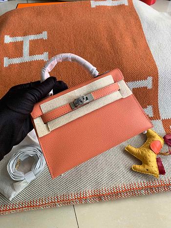 HERMES MINI KELLY EPSOM GOLD HARDWARE PEACH 19 CM