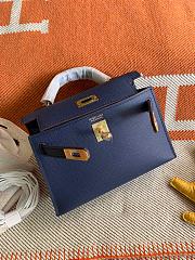 HERMES MINI KELLY EPSOM GOLD HARDWARE NAVY 19 CM - 4