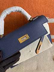 HERMES MINI KELLY EPSOM GOLD HARDWARE NAVY 19 CM - 3