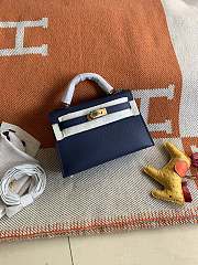 HERMES MINI KELLY EPSOM GOLD HARDWARE NAVY 19 CM - 2