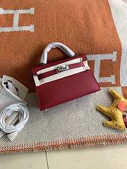 HERMES MINI KELLY EPSOM GOLD HARDWARE BURGUNDY 19 CM - 2