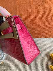 HERMES MINI KELLY CROCODILE GOLD HARDWARE NEON PINK 19 CM - 5