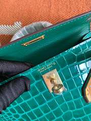 HERMES MINI KELLY CROCODILE GOLD HARDWARE TEAL 19 CM - 4